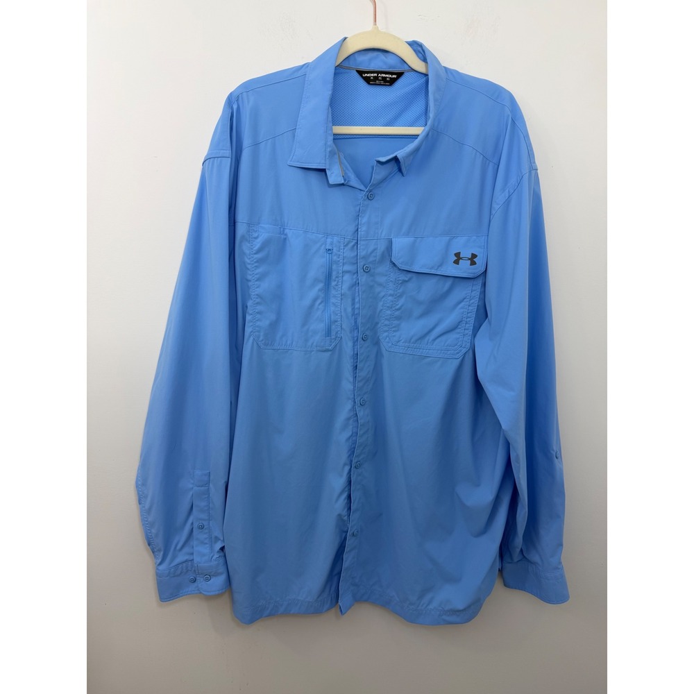 Under Armour Tide Chaser Fishing Shirt Mens 3XL Blue Long Sleeve HeatGear Loose